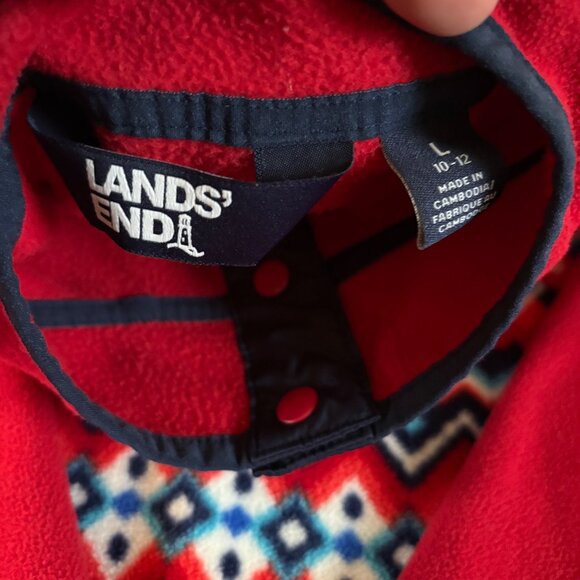 Lands End Fleece Pullover Red Size L 10-12 - Picture 2 of 4